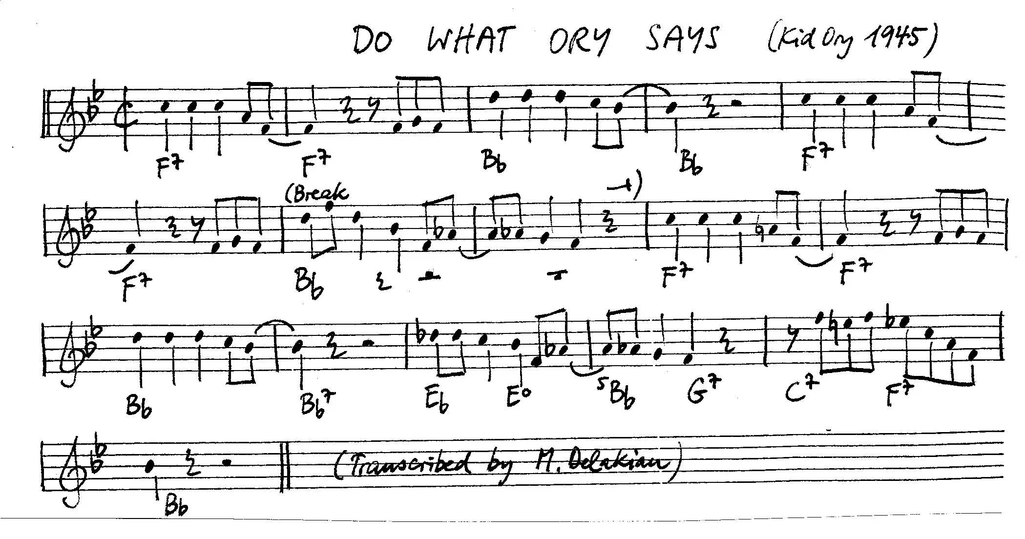 do what ory says free jazz leadsheet - Courtesy of the Jungle Jazz Band